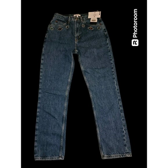 REDONE Size 27 70's Straight Jeweled Stoned Indigo Jeans Western Festival $615 - Picture 3 of 16